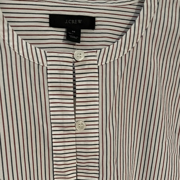 J.CREW The Striped Embellished Blouse NWT Size Medium Burgundy Ink Blue White - Picture 10 of 10